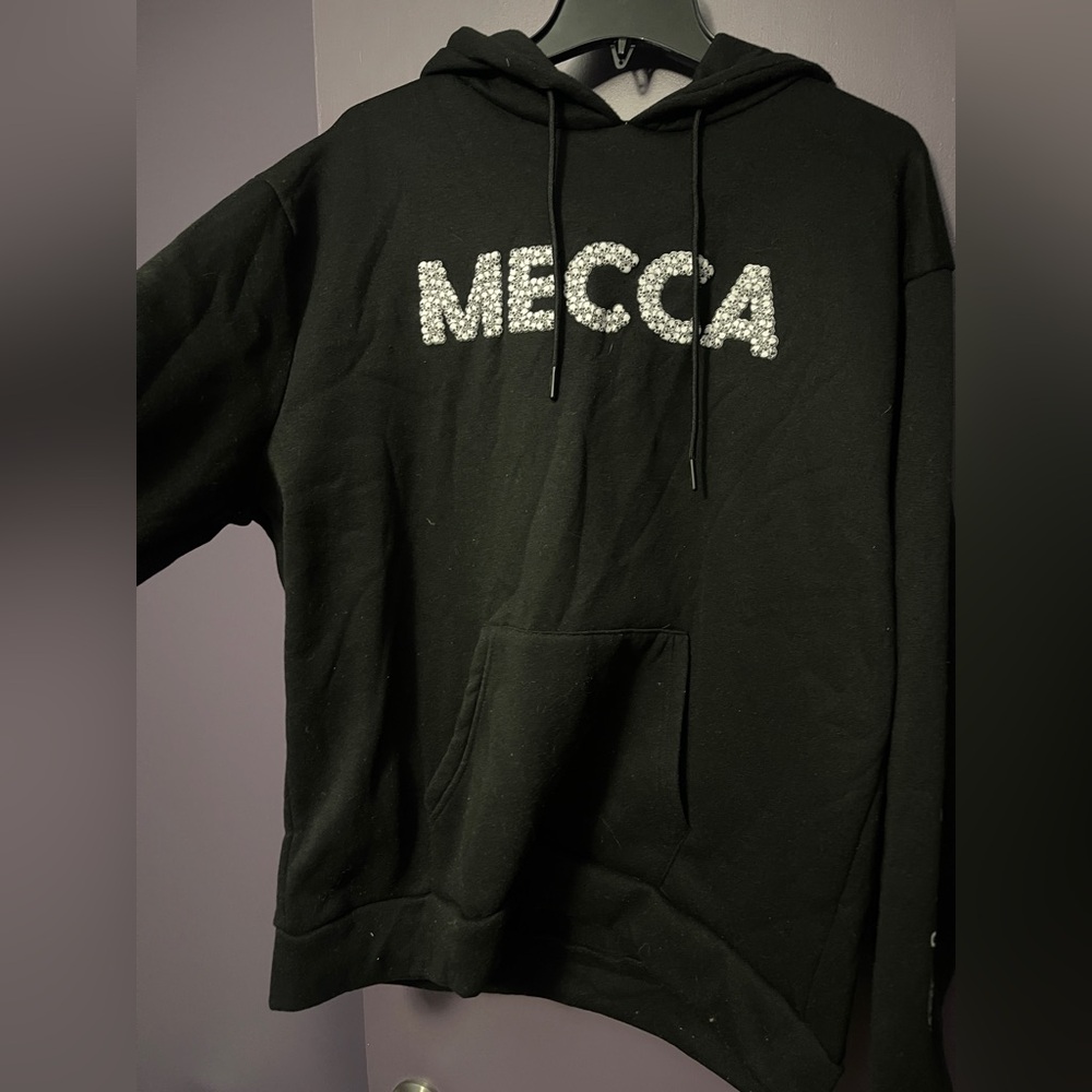Mecca Black Hoodie with Embellished Logo